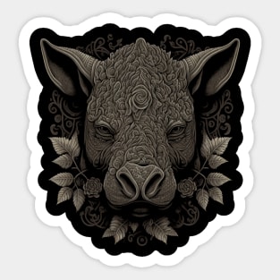 rhinoceros decorated with Javanese ornaments Sticker